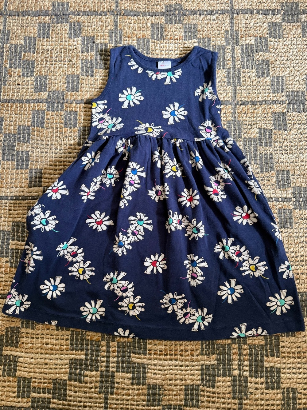 Hanna Andersson Navy Blue Daisy Print Sleeveless Dress